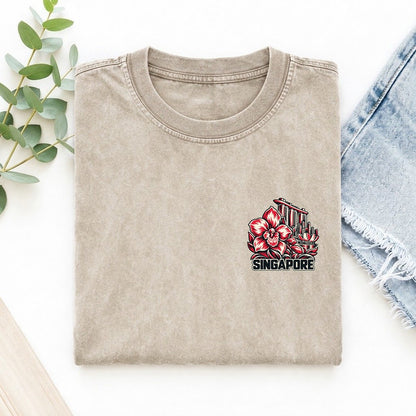 Singapore Country Pride Left Chest Vintage T-shirt – Off White