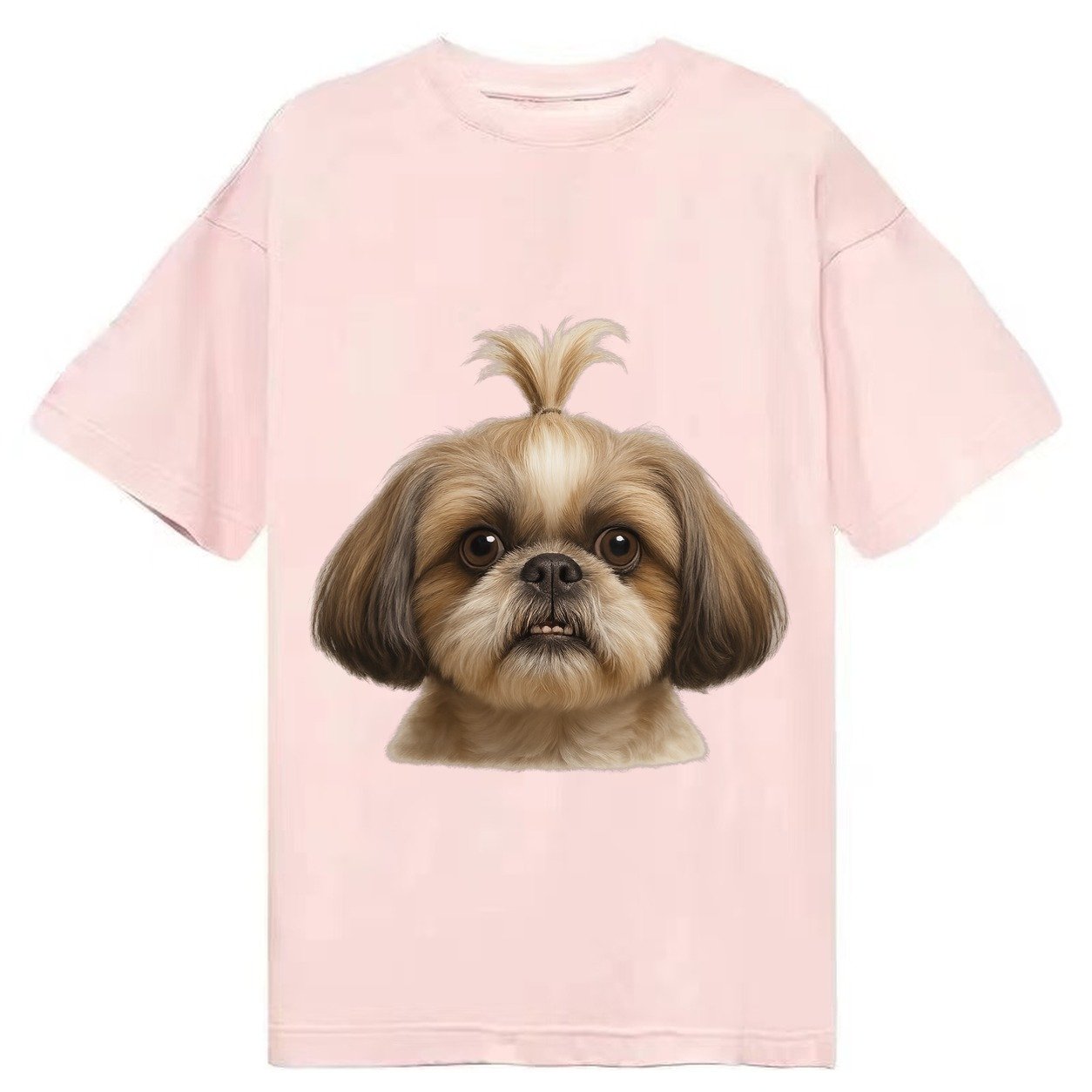Shih Tzu Underbite Large Eyes Hair In Topknot Imperial Beari Classic T-shirt – Pink