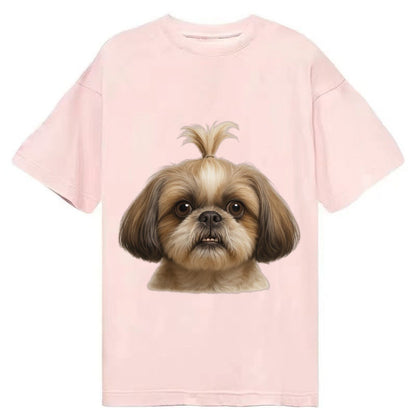 Shih Tzu Underbite Large Eyes Hair In Topknot Imperial Beari Classic T-shirt – Pink
