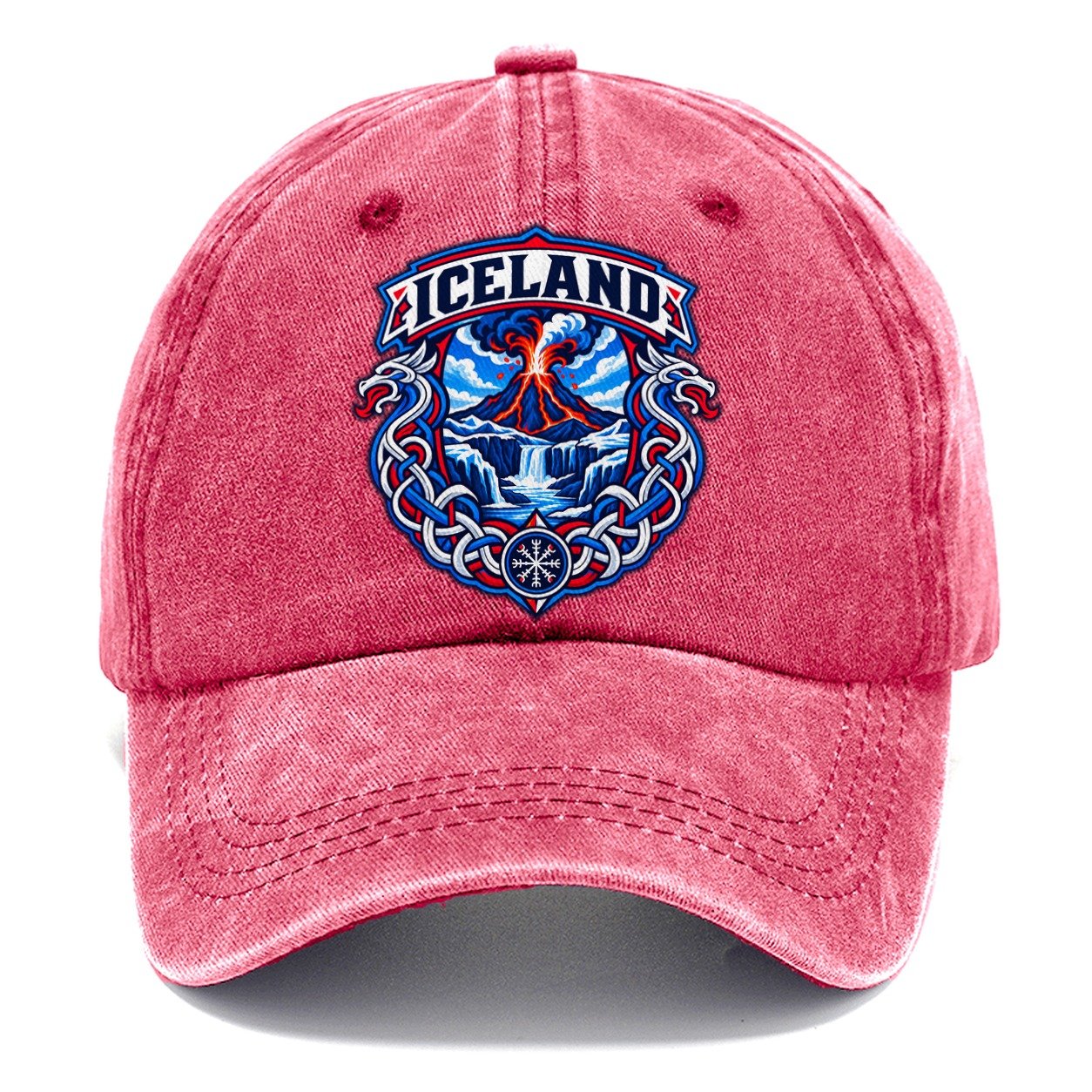 Iceland Retro Badge Country Logos Classic Cap – Pomegranate Blush