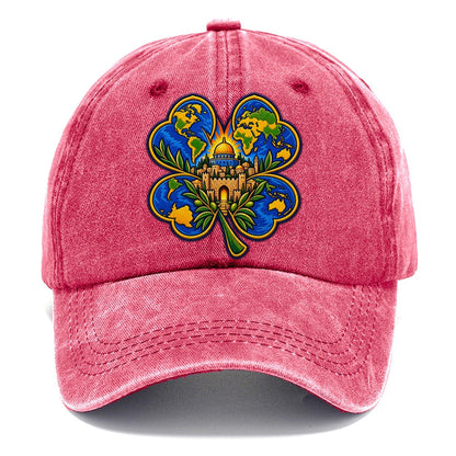 Clover Leaf World Map Jerusalem Classic Cap – Pomegranate Blush