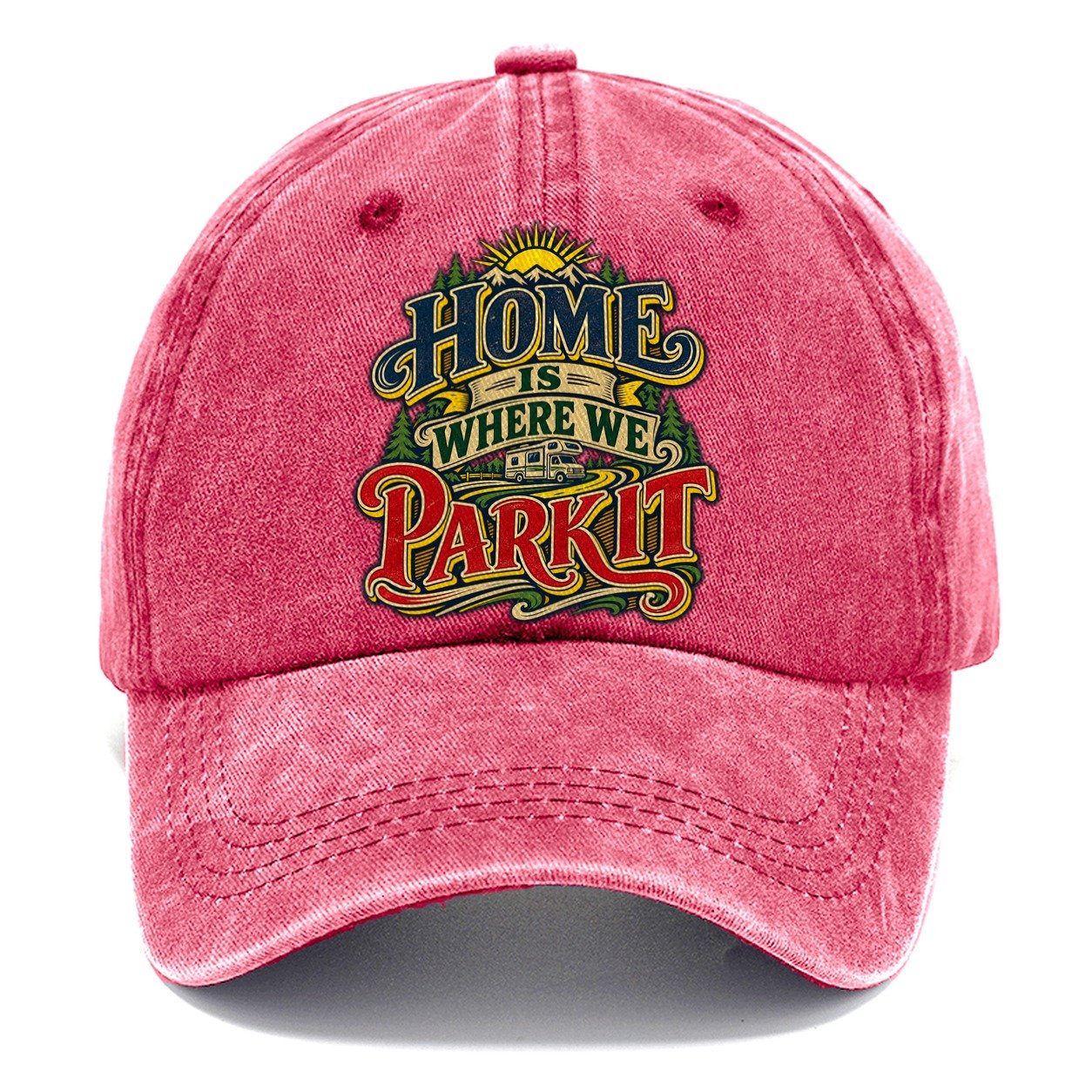 Home Is Where We Park It Retired Living Classic Cap – Pomegranate Blush