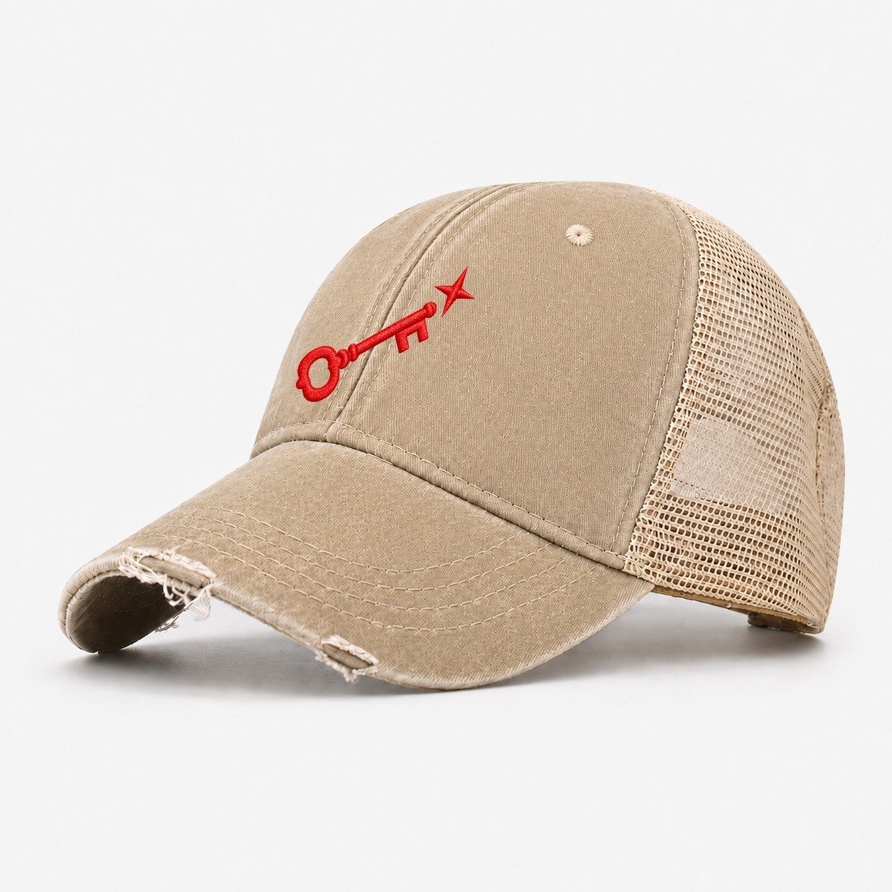Key And North Star Micro Motion Mark Washed Trucker Hat – Khaki