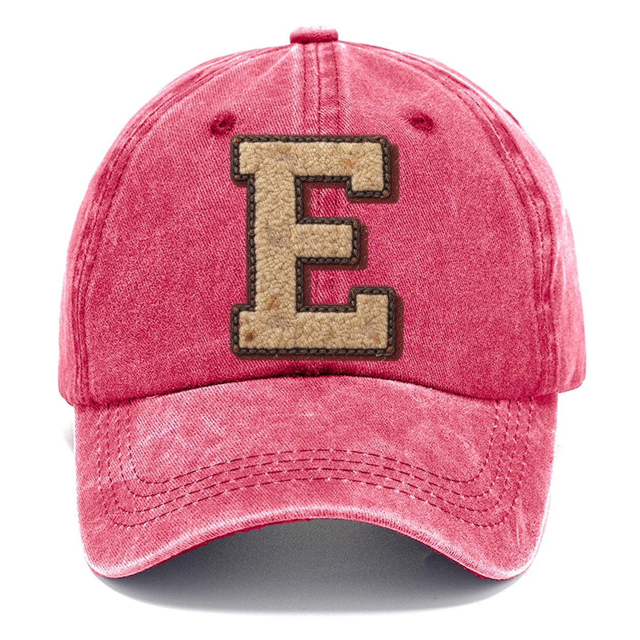Varsity Chenille E Monogram Classic Cap – Pomegranate Blush