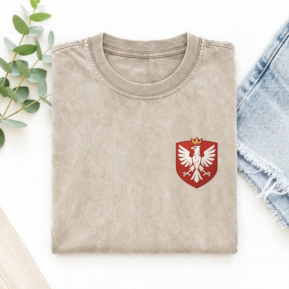 Poland White Eagle Left Chest Vintage T-shirt – Off White