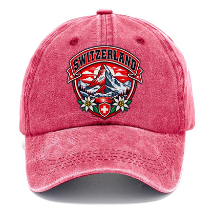 Switzerland Retro Badge Country Logos Classic Cap – Pomegranate Blush