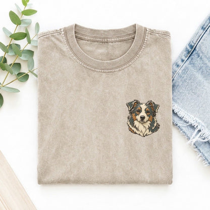 Aussie Collar Curve Keepsake Emblem Left Chest Vintage T-shirt – Off White