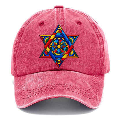 Star Of David Geometric Bauhaus Judaism Heritage Classic Cap – Pomegranate Blush