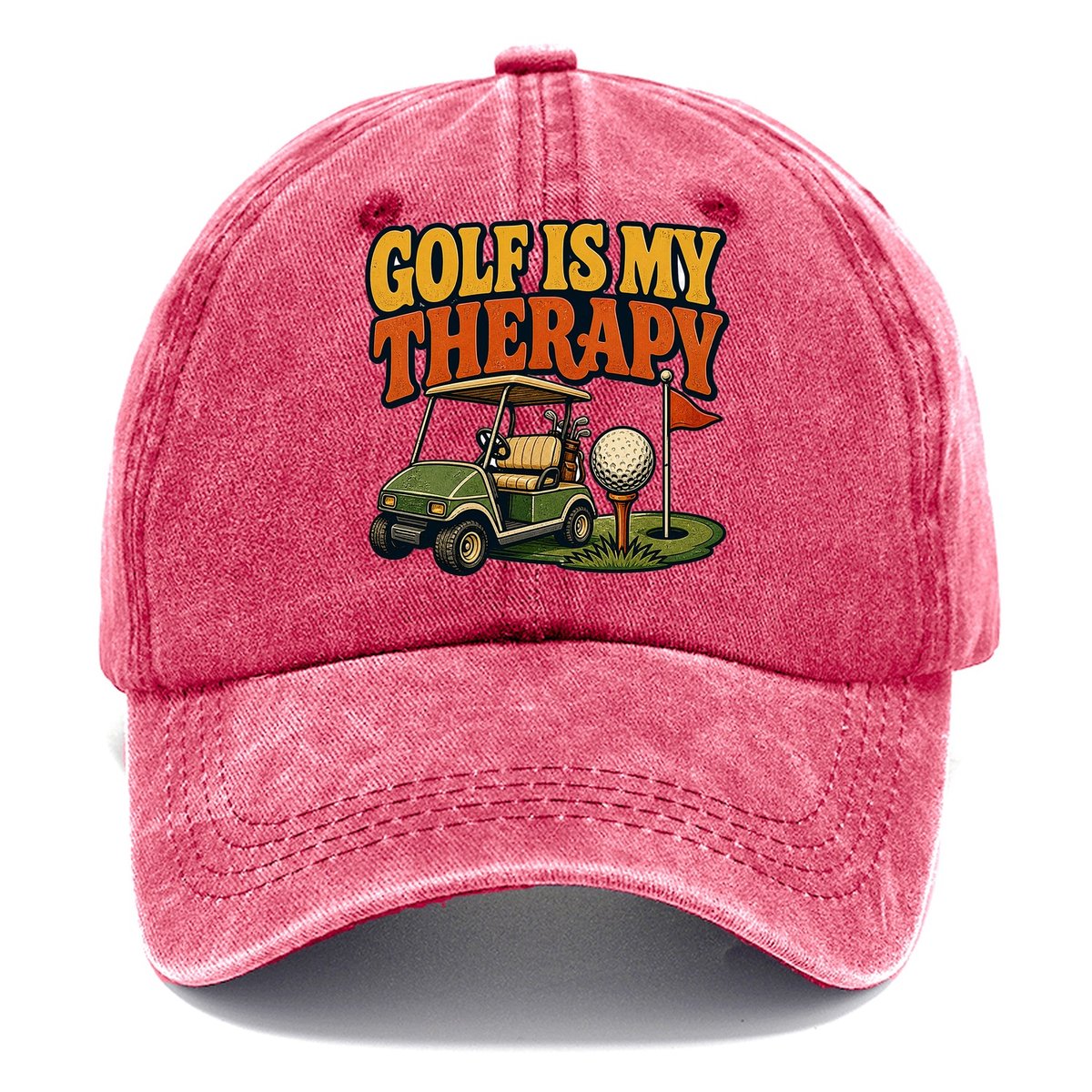 Golf Is My Therapy Classic Cap – Pomegranate Blush