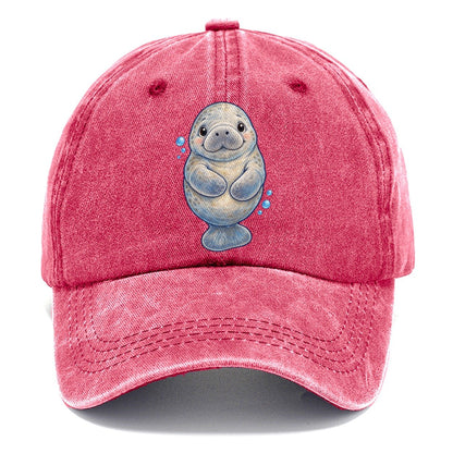 Manatee Front Flipper Hug Sea Sprite Classic Cap – Pomegranate Blush