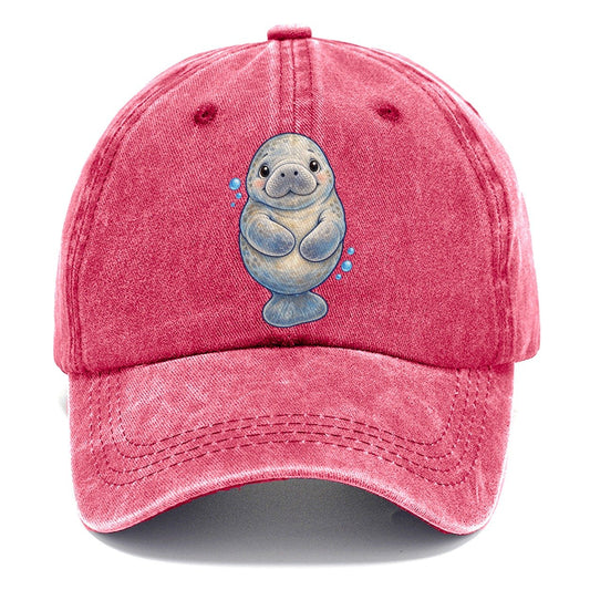 Manatee Front Flipper Hug Sea Sprite Classic Cap – Pomegranate Blush