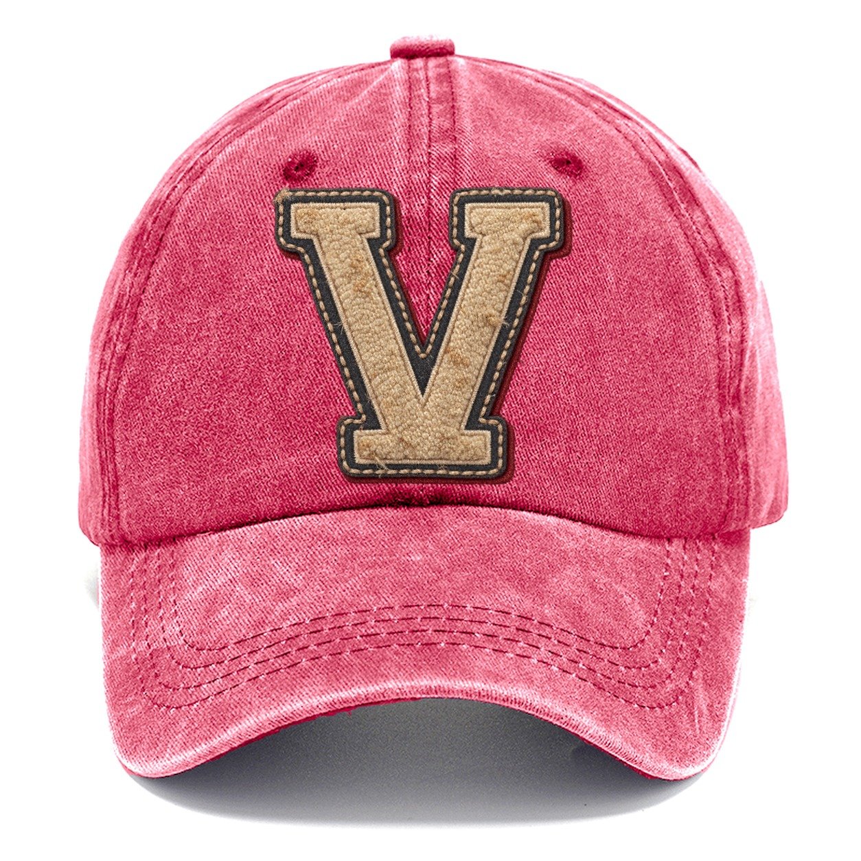 Varsity Chenille V Monogram Classic Cap – Pomegranate Blush
