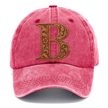 Tooled Leather B Monogram Classic Cap – Pomegranate Blush