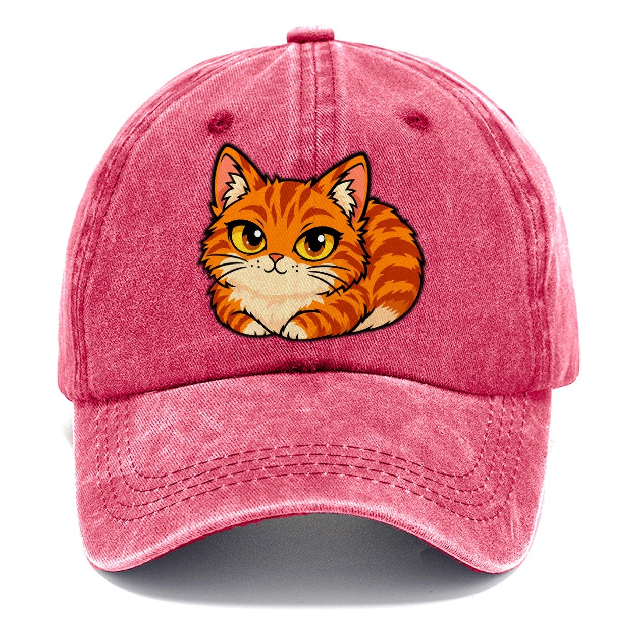 Orange Tabby Loafing Peeking Cats Classic Cap – Pomegranate Blush