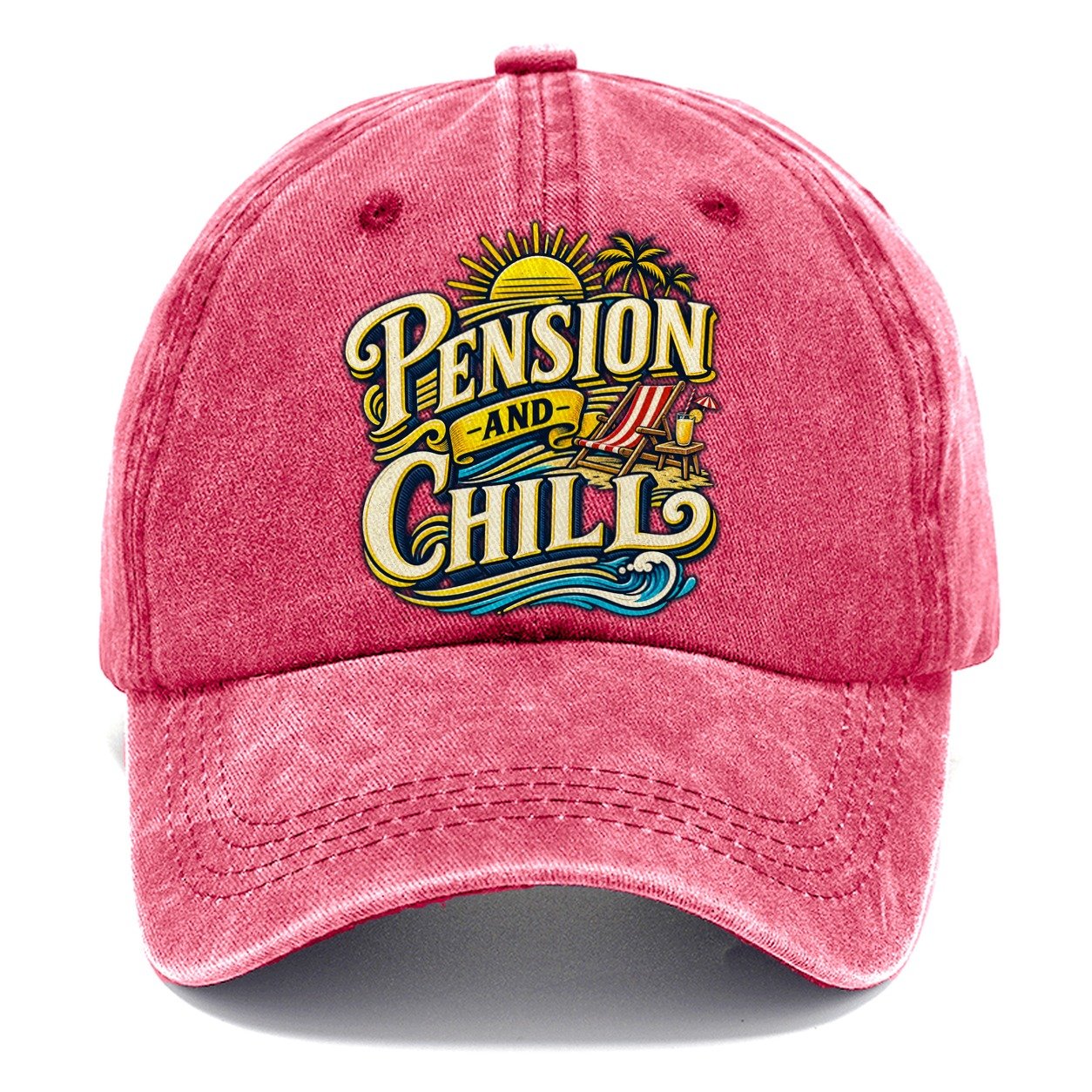 Pension And Chill Retired Living Classic Cap – Pomegranate Blush