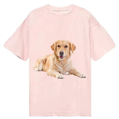 Golden Retriever Laying Dow Classic T-shirt – Pink
