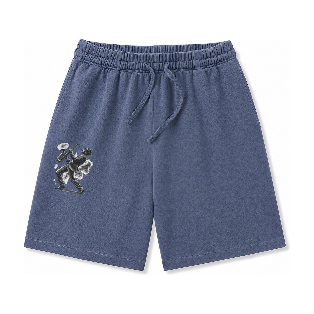 Saxophonist Playing Jazz In Smoky Room Washed Shorts – Navy Blue