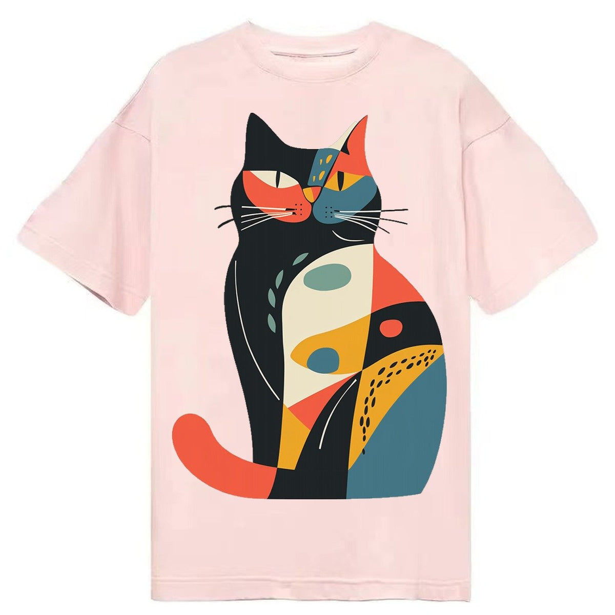 Abstract Elegance Colorful Cat Classic T-shirt – Pink