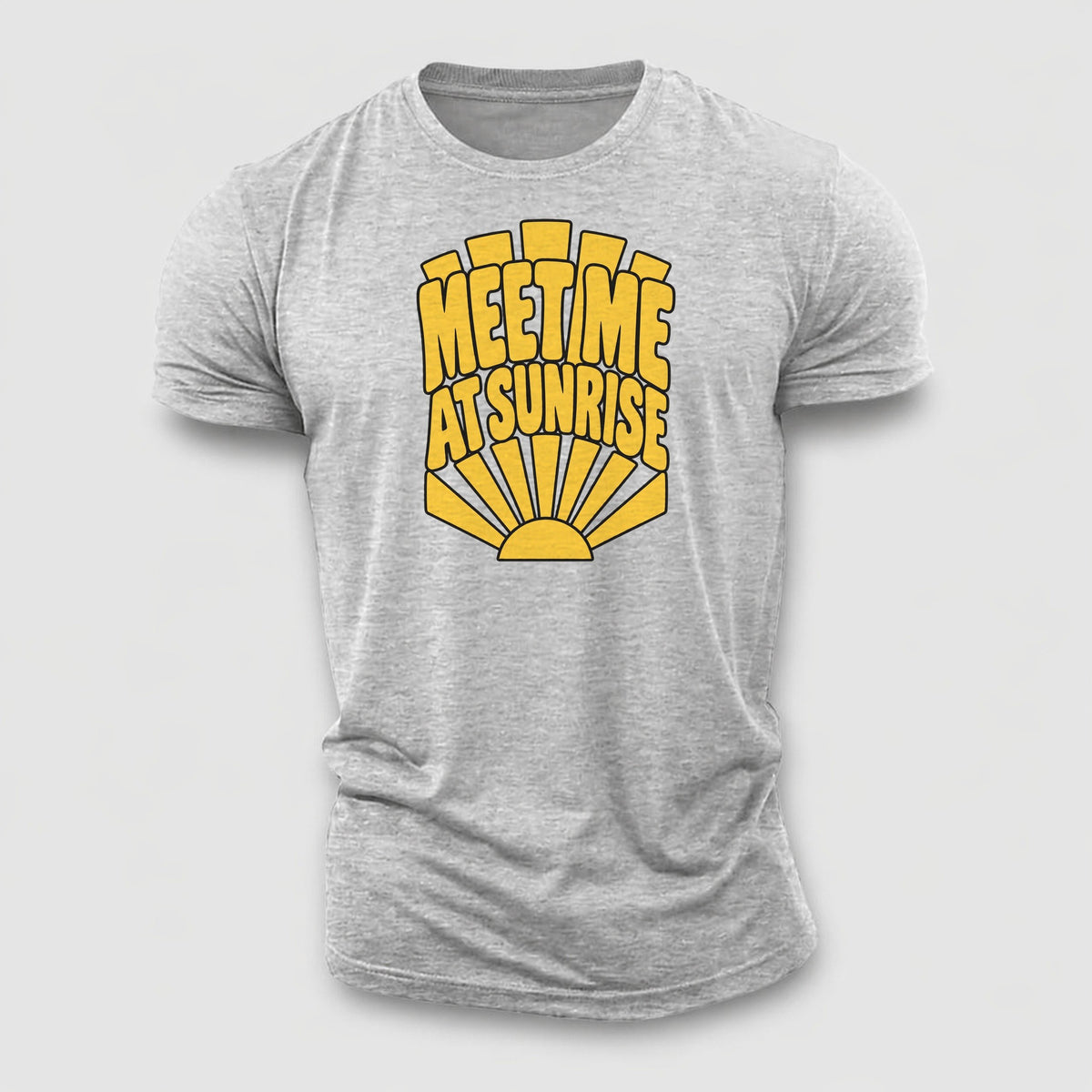 Meet Me At Sunrise Sunburst Sayings Cotton T-Shirt – Sport Grey