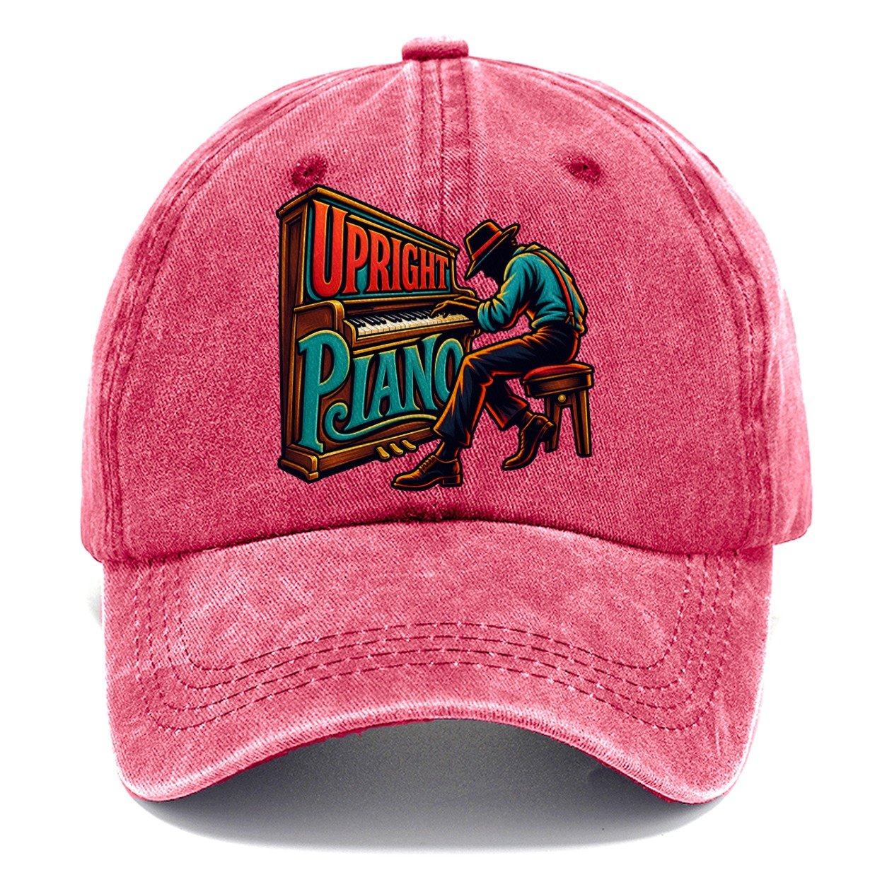 Upright Piano Wordmark Music Instruments Classic Cap – Pomegranate Blush