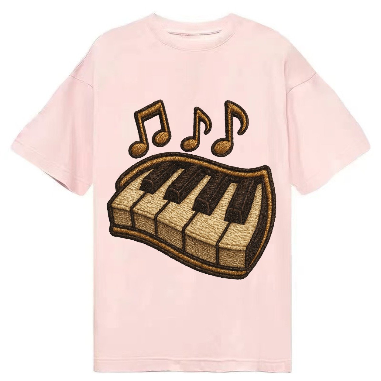 Piano Keys Ivory And Ebony Keys With Music Notes Classic T-shirt – Pink