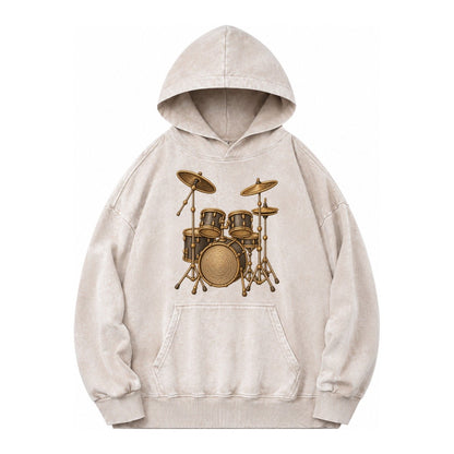 Drum Kit Vintage Washed Hoodie – Off White
