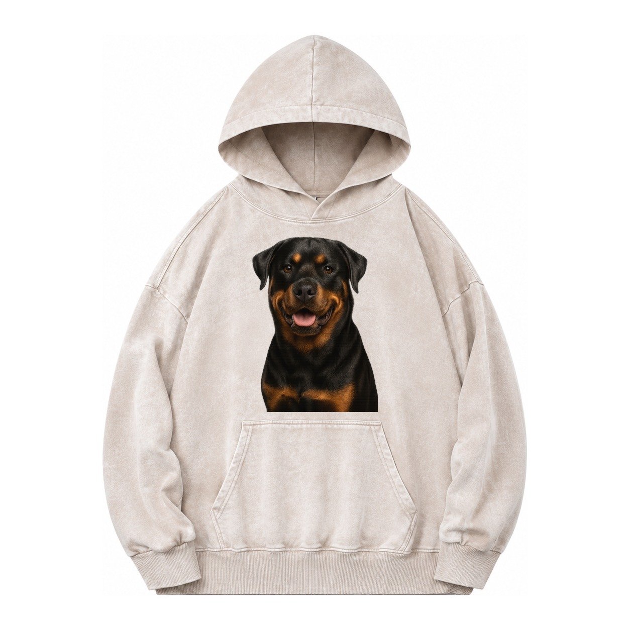 Rottweiler Powerful Guardian Vintage Washed Hoodie – Off White