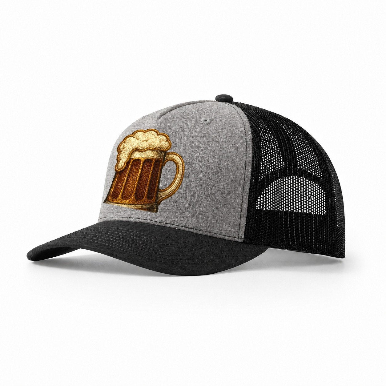 Beer Mug Frosted Mug With Foam Head Trucker Hat – Grey-Black