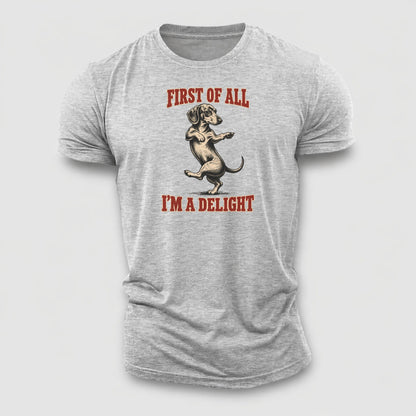 Dachshund Dog Declarations Cotton T-Shirt – Sport Grey
