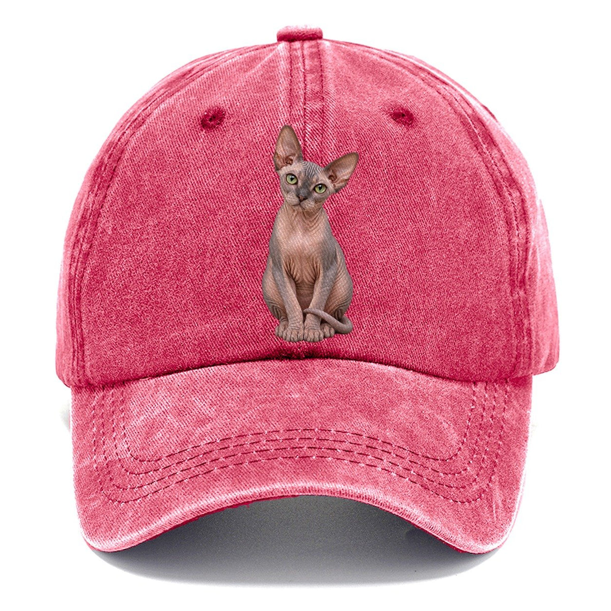 Sphynx Seated Portrait Realistic Cat Portrait Classic Cap – Pomegranate Blush