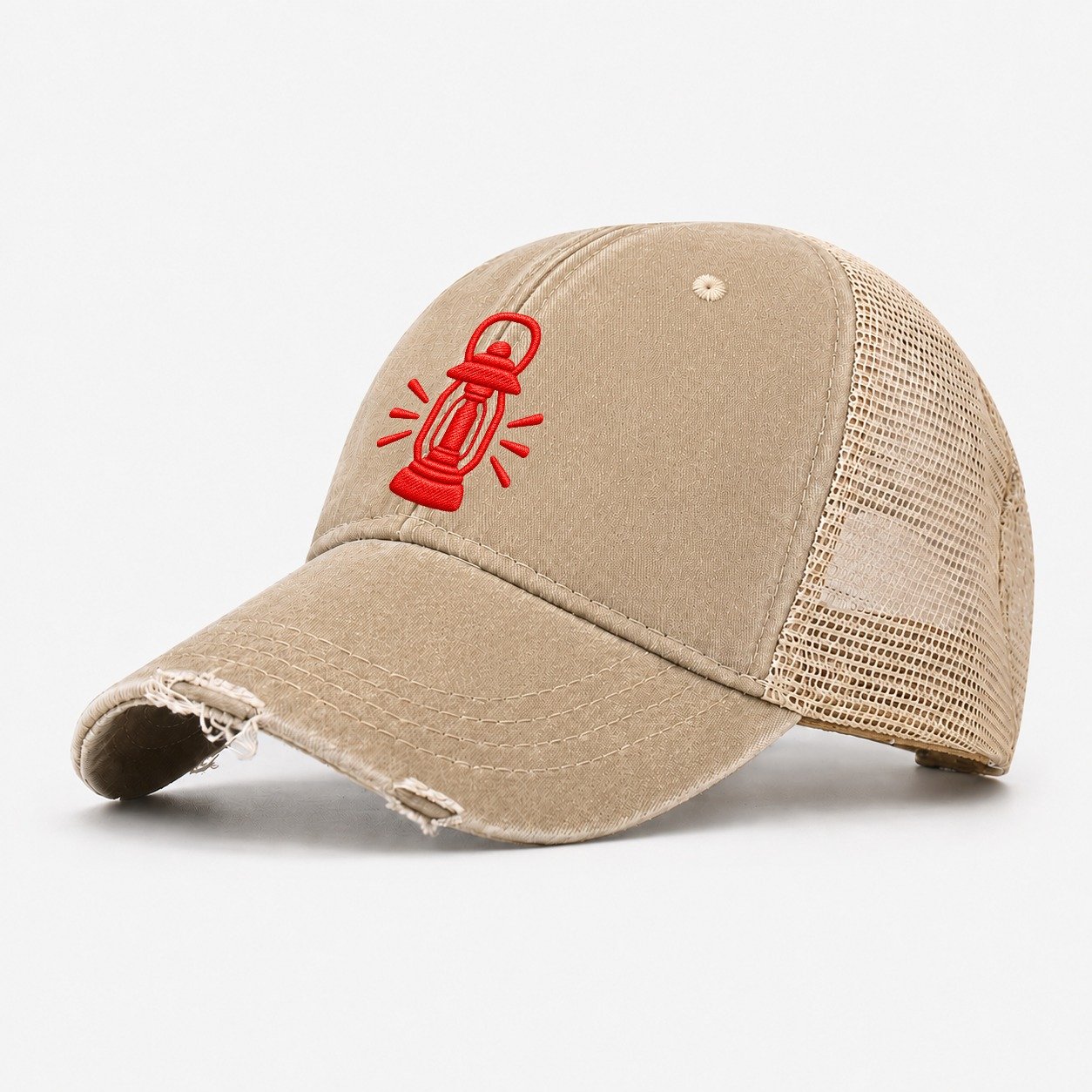 Lantern Guiding Rays Micro Motion Mark Washed Trucker Hat – Khaki