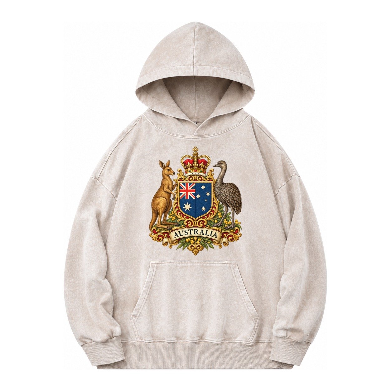 Heritage Coat Badge Vintage Washed Hoodie – Off White