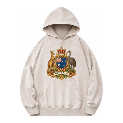 Heritage Coat Badge Vintage Washed Hoodie – Off White