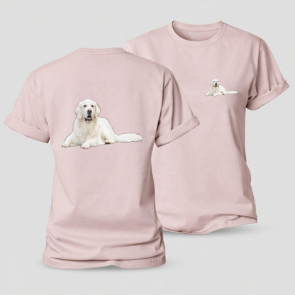 White English Cream Golden Retrievers Women's Cotton T-Shirt – Pink