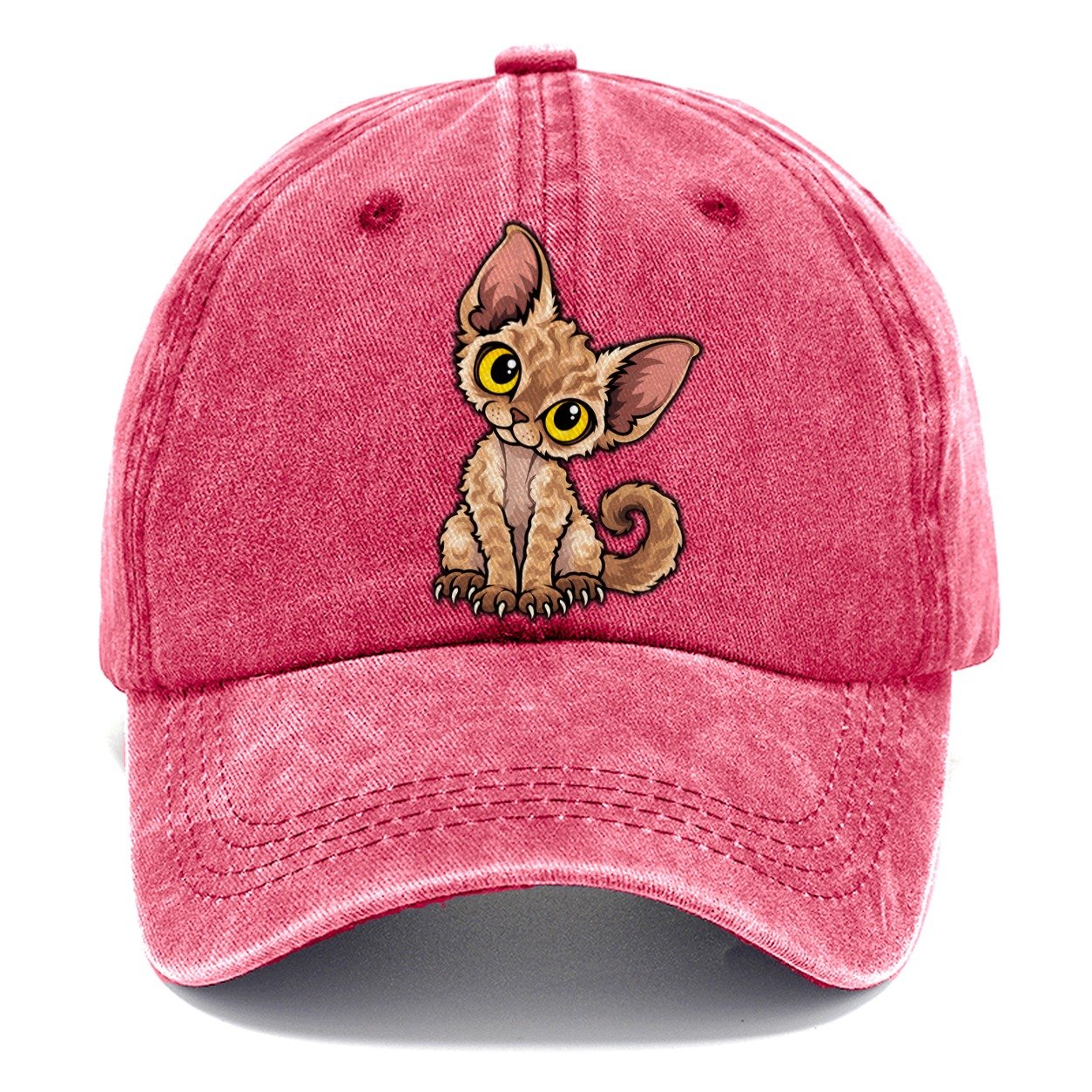 Devon Rex Head Tilt Peeking Cats Classic Cap – Pomegranate Blush