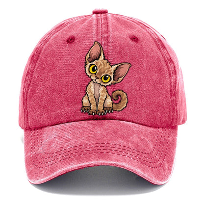 Devon Rex Head Tilt Peeking Cats Classic Cap – Pomegranate Blush