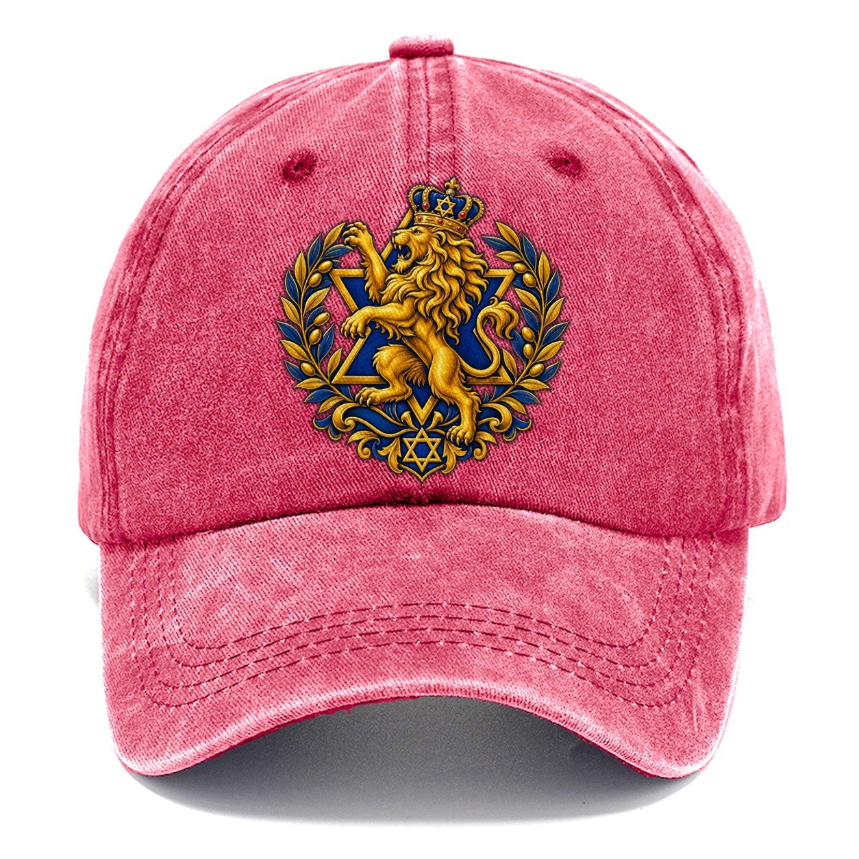 Lion Of Judah Heraldic Judaism Heritage Classic Cap – Pomegranate Blush