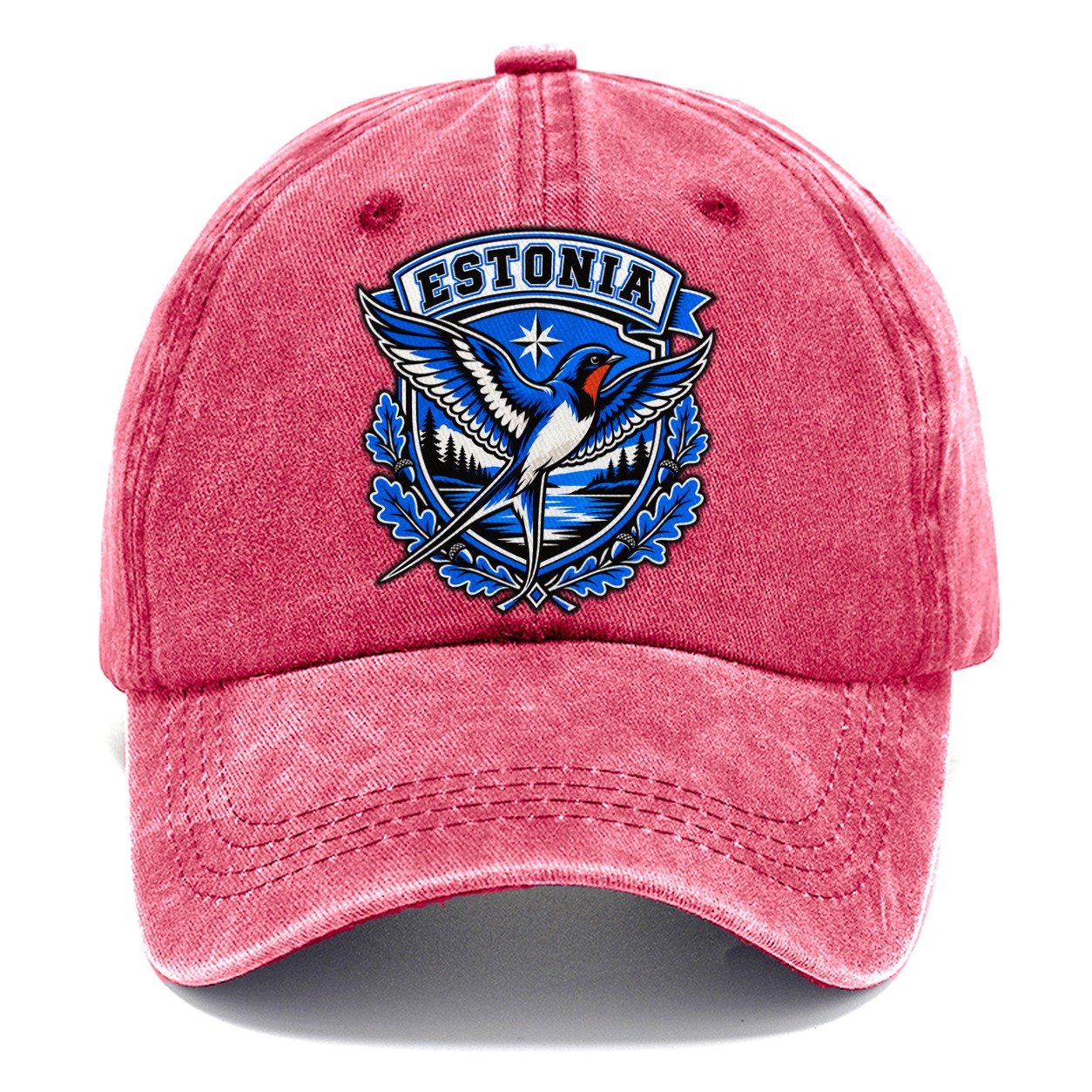 Estonia Retro Badge Country Logos Classic Cap – Pomegranate Blush
