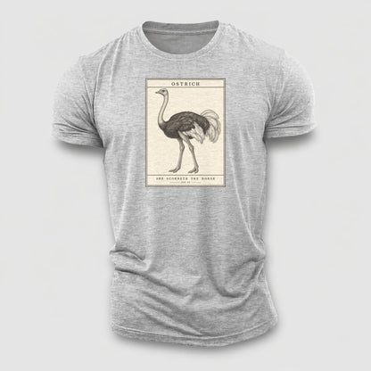 Ostrich Specimen Plate Creature Canticle Cotton T-Shirt – Sport Grey