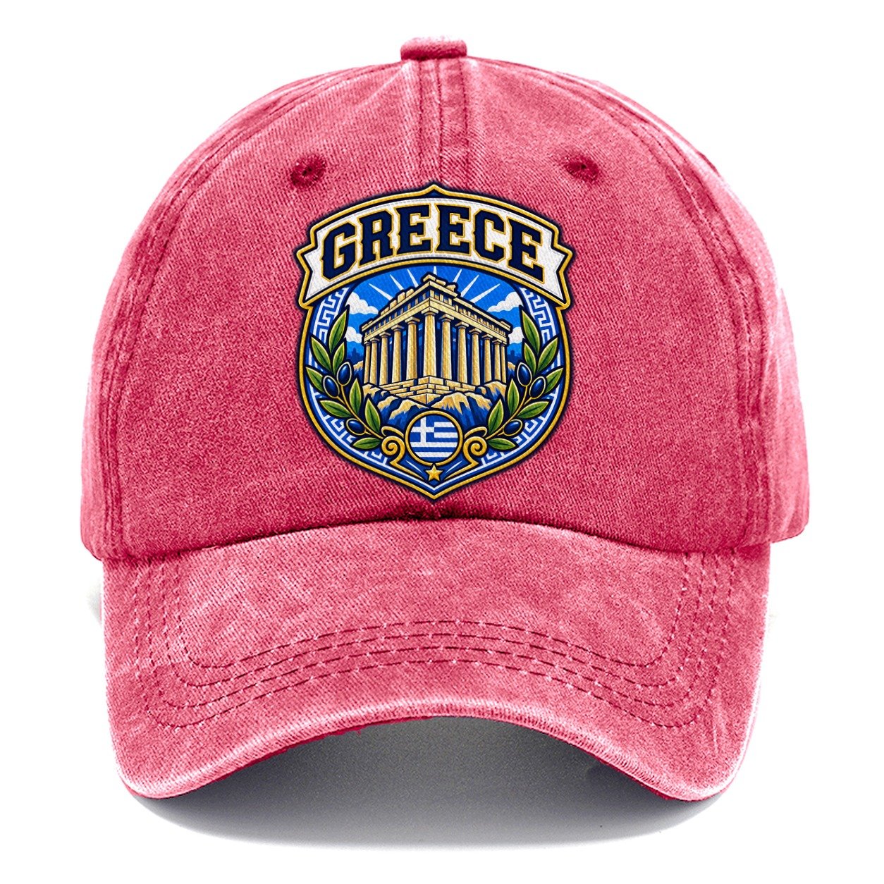 Greece Retro Badge Country Logos Classic Cap – Pomegranate Blush