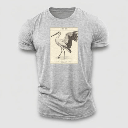 Stork Specimen Plate Creature Canticle Cotton T-Shirt – Sport Grey