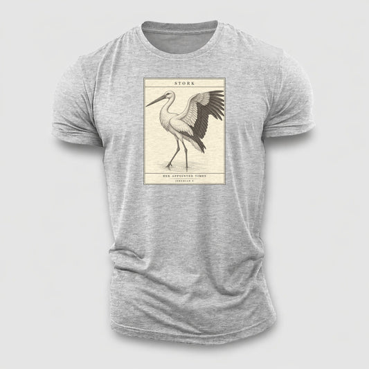 Stork Specimen Plate Creature Canticle Cotton T-Shirt – Sport Grey