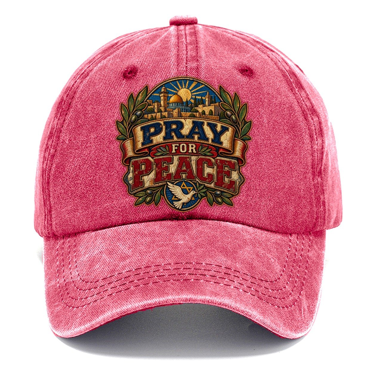 Pray For Peace Lettering Jerusalem Classic Cap – Pomegranate Blush