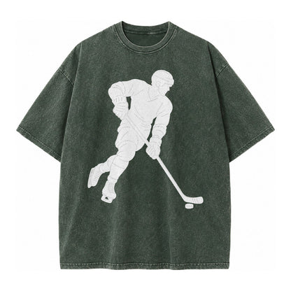 Ice Hockey Player Vintage T-shirt – Forest Mist