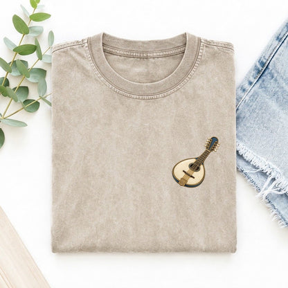 Mandolin Pear Body Keepsake Emblem Left Chest Vintage T-shirt – Off White