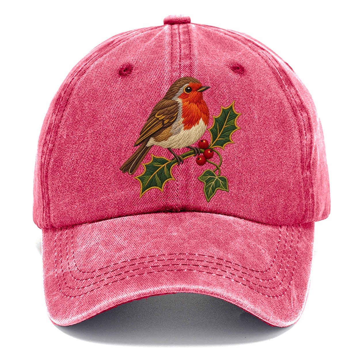 British Robin Holly And Ivy Uk Culture Heritage Classic Cap – Pomegranate Blush