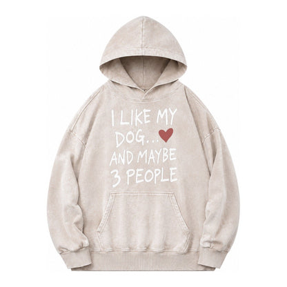 I Like My Dog And Maybe 3 People Vintage Washed Hoodie – Off White