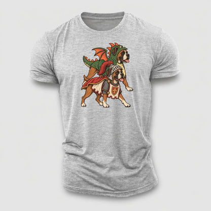 2 Boxers In Halloween Costumes Hdp 32 Parade Lineup Halloween Dog Parade Cotton T-Shirt – Sport Grey