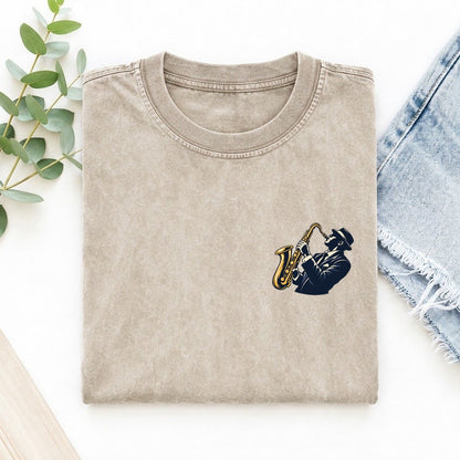 Jazz Saxophonist Left Chest Vintage T-shirt – Off White