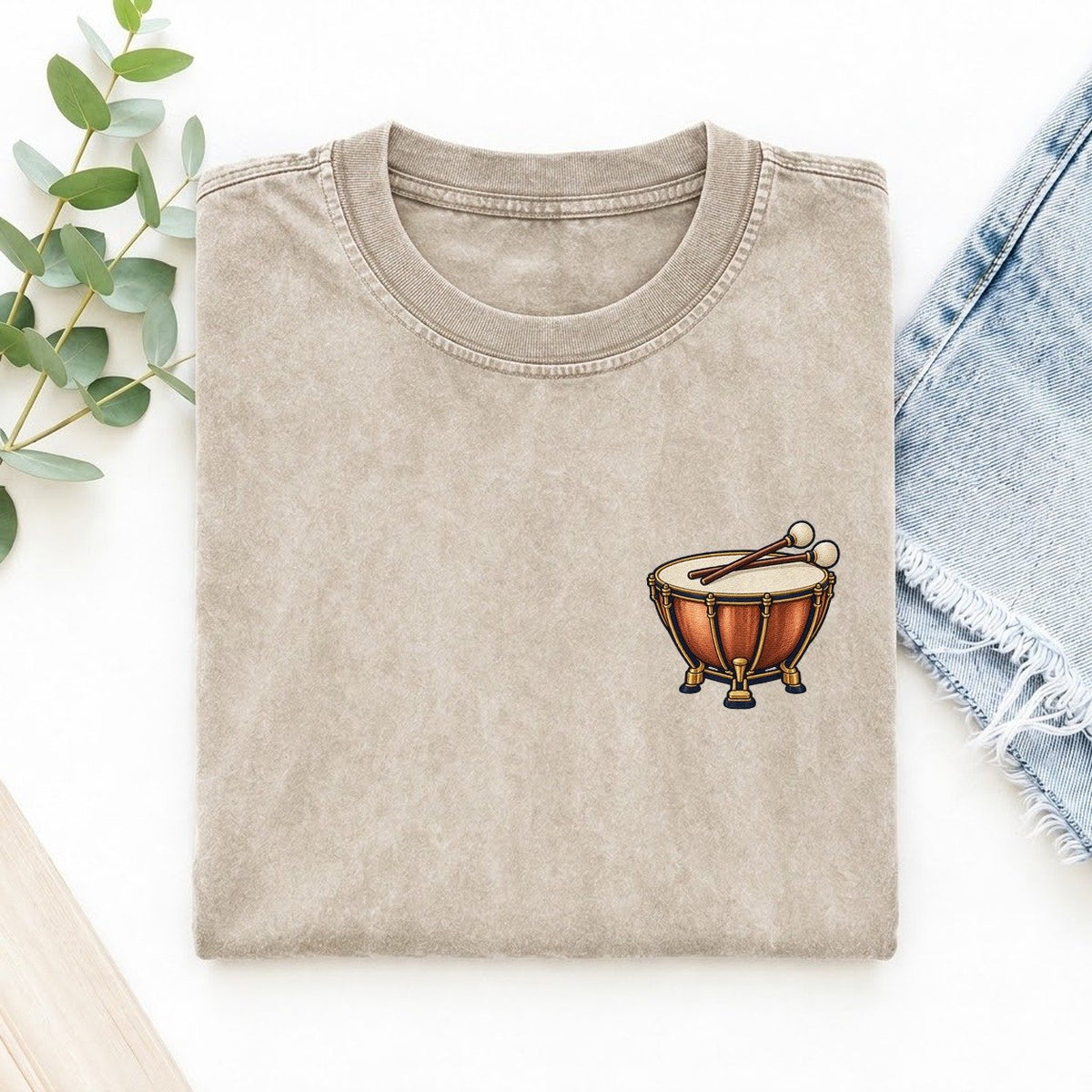 Timpani Mallet Rest Left Chest Vintage T-shirt – Off White